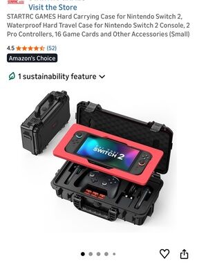 Hard Protective Travel Case for Gaming Console - red and black